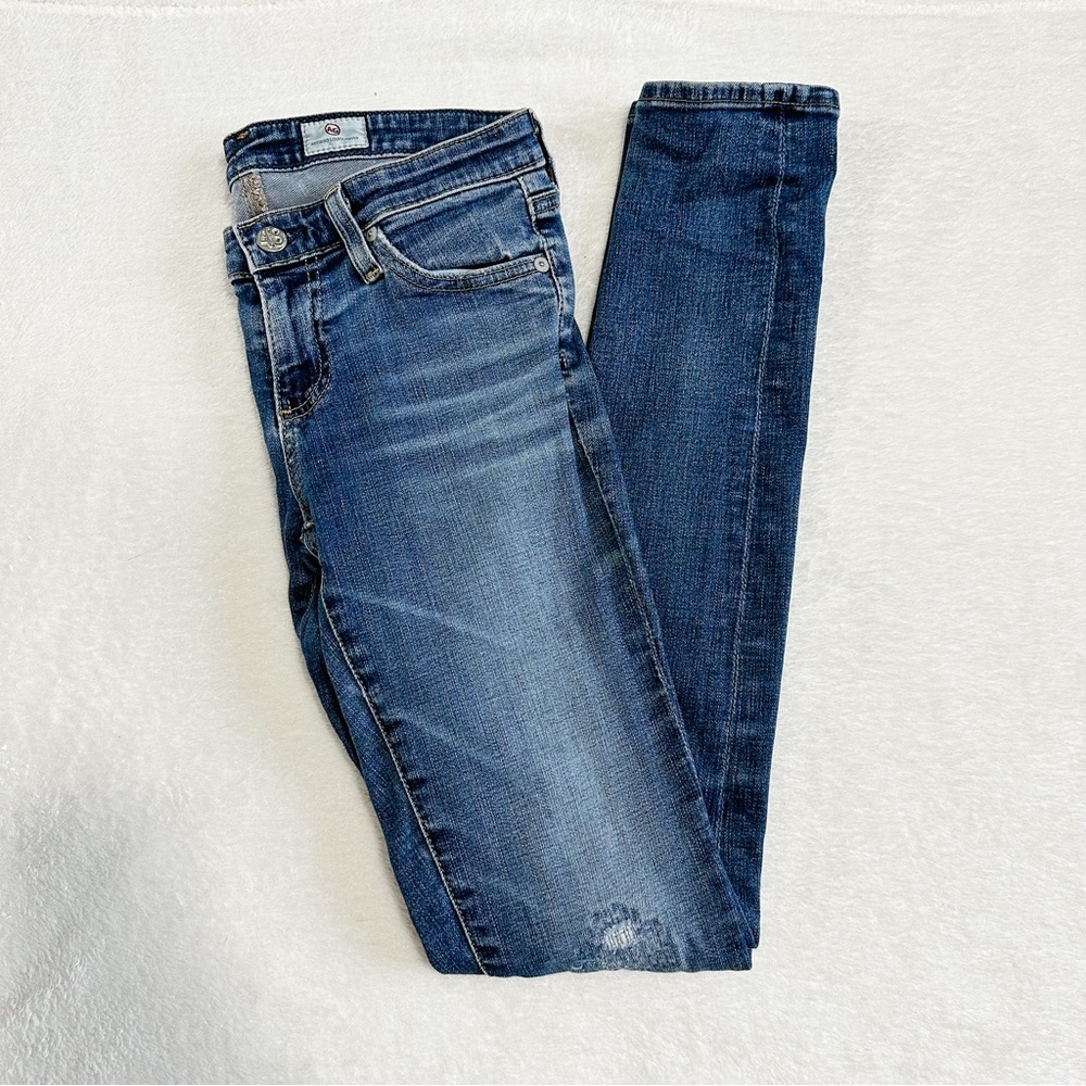 AG Adriano Goldschmied The Legging Low Rise Distressed Super Skinny Jeans 25R
